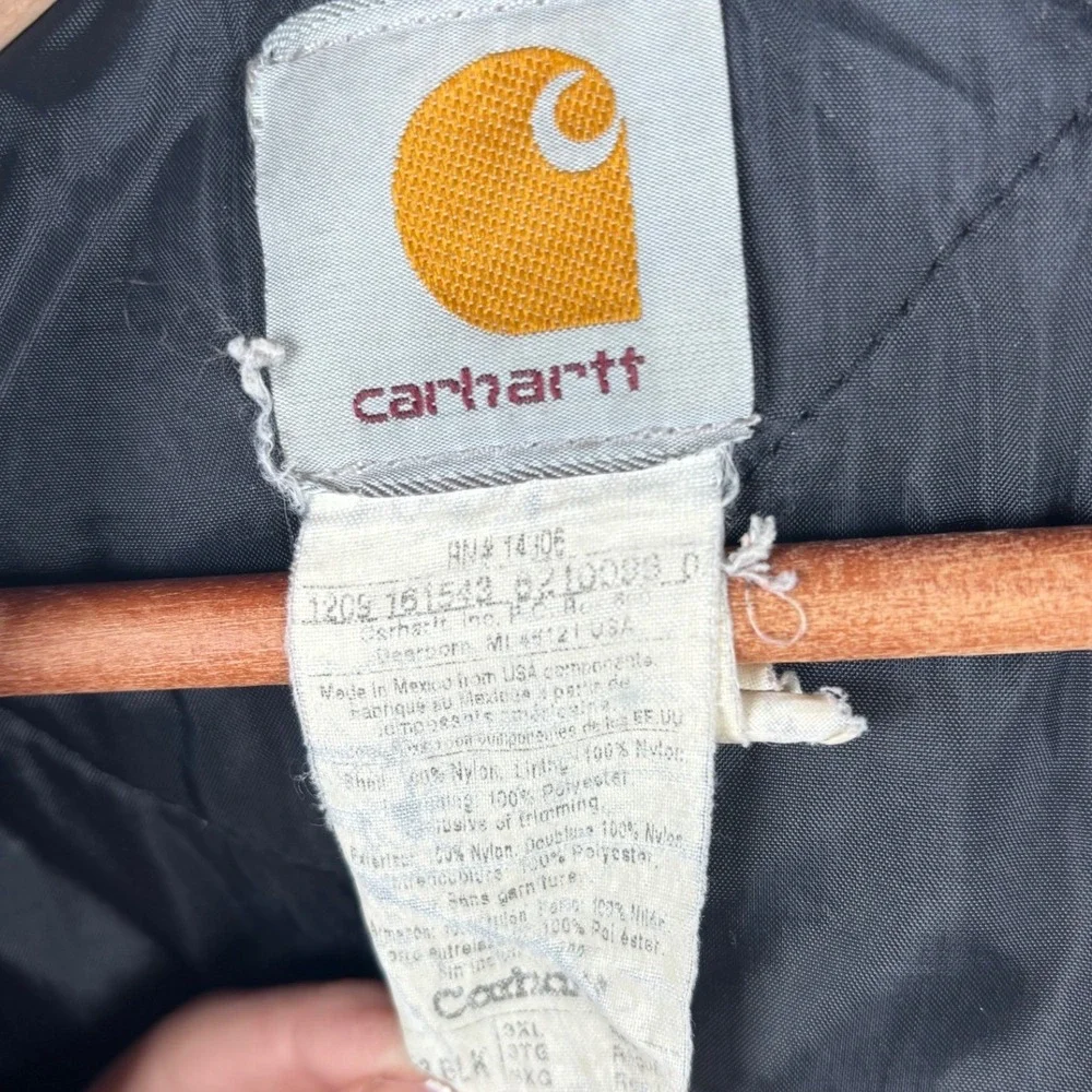 Carhartt Mens 3XL‎ Black Hooded Duck Insulated Active Jacket Workwear Chore Coat